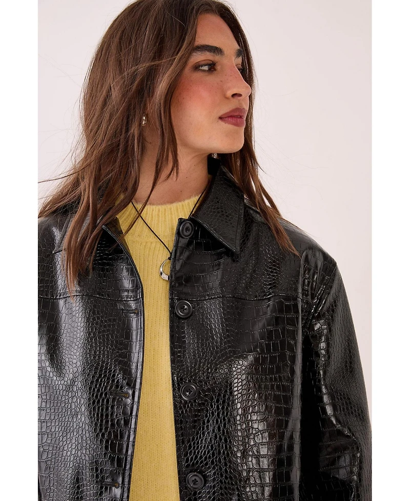 Nasty Gal Women's Croc Vinyl Faux Leather Clean Jacket