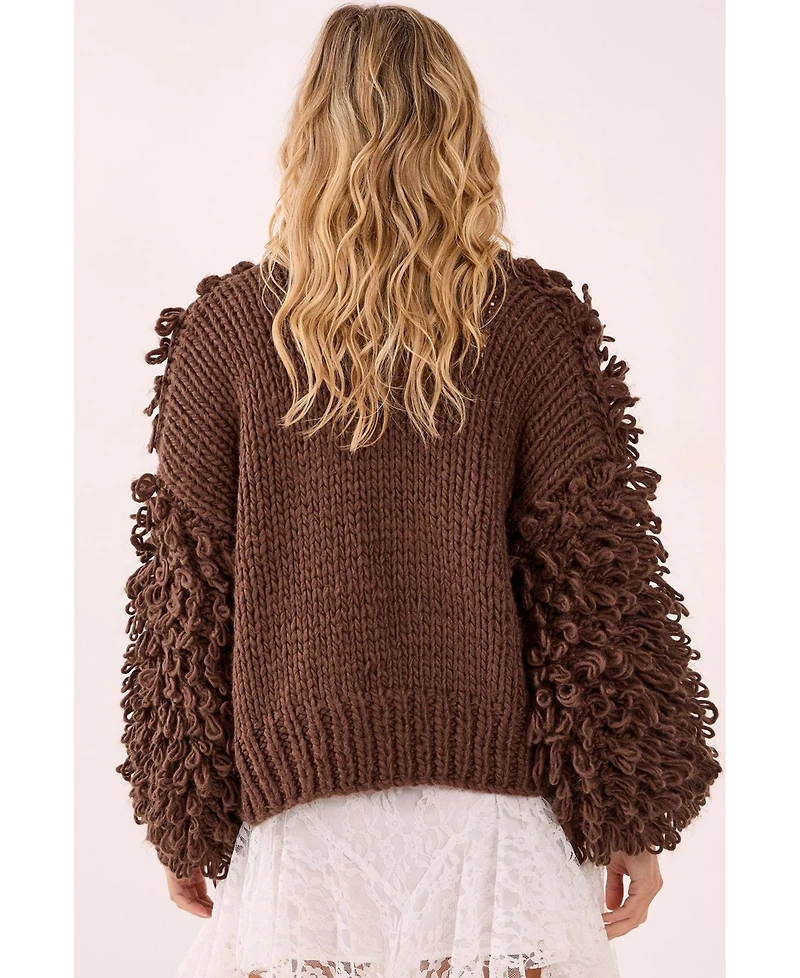 Nasty Gal Women's Chunky Loop Yarn Knitted Cardigan Sweaters