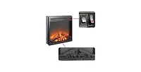 Flynama 18 inch electric fireplace insert, ultra thin heater with log set & realistic flame, overheating protection