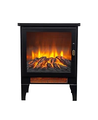 Flynama 17 inch Freestanding Electric Fireplace Stove heater with 3D Flame effect,Black