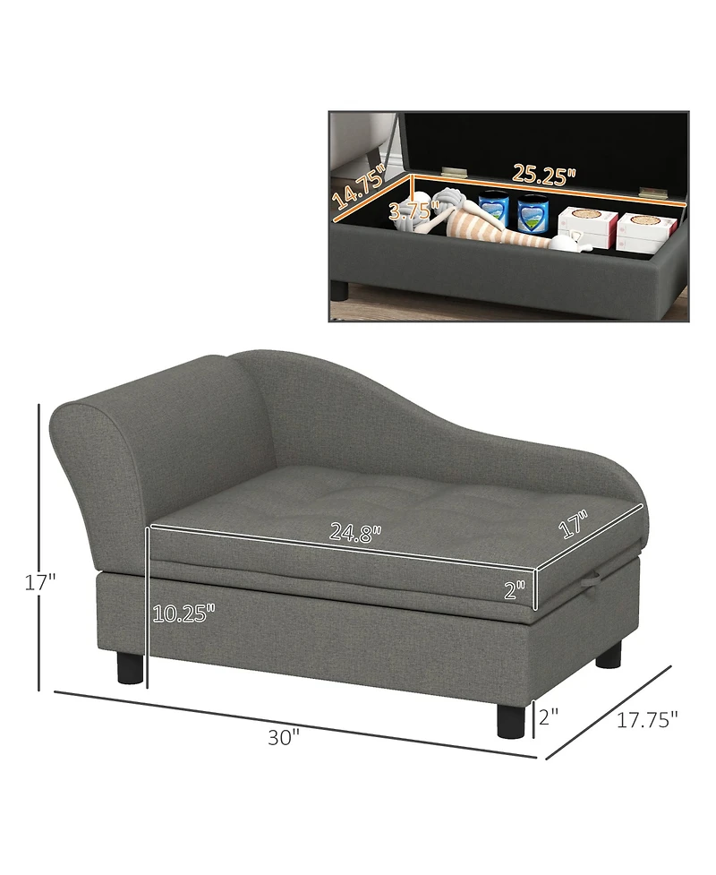 Zeus & Ruta Gray Small Cat Sofa with Storage