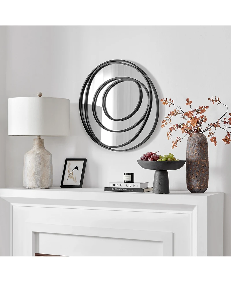 Danya B Sonya 25.5-inch Contemporary Continuous Circles Wall Mirror with Black Iron Accents