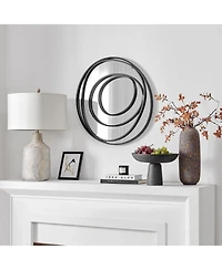 Danya B Sonya 25.5-inch Contemporary Continuous Circles Wall Mirror with Black Iron Accents