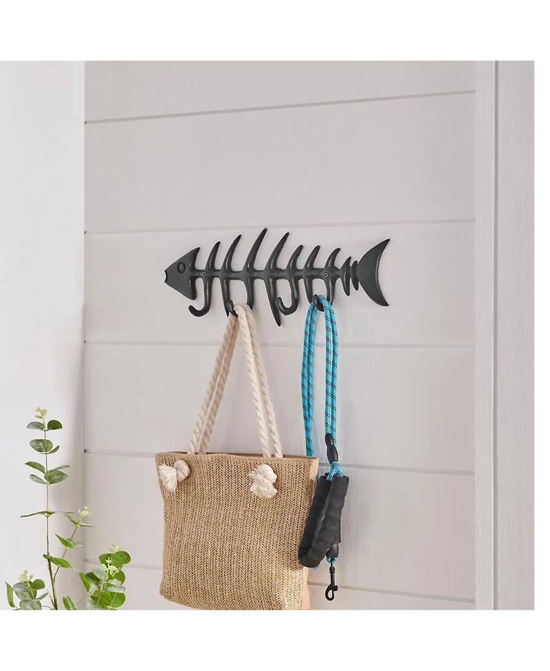 Danya B Fishbone Decorative Wall Sculpture Utility Hook Unit with 4 Hooks