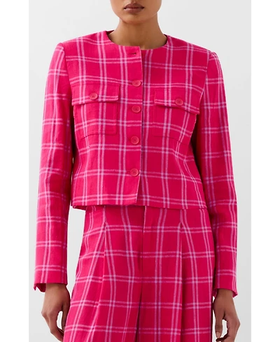 Scalpers Women's Linen Check Blazer