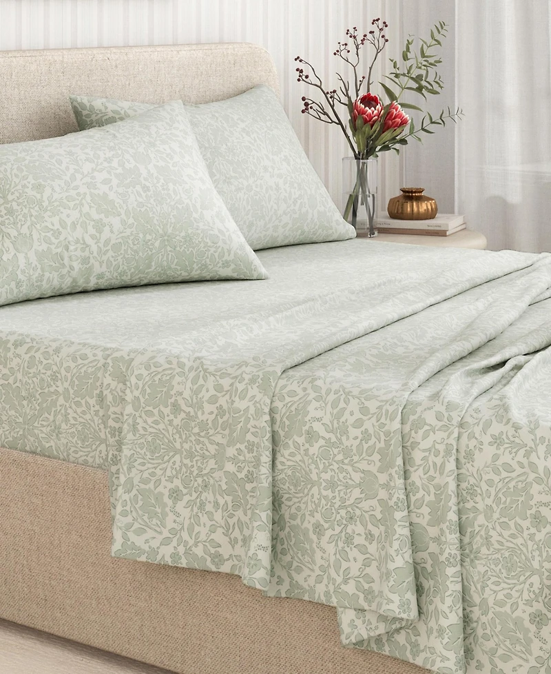 Linery & Co. Ultra-Soft Turkish Cotton Flannel Winter Floral Print Sheet Set