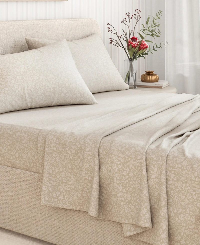 Linery & Co. Ultra-Soft Turkish Cotton Flannel Winter Floral Print Sheet Set