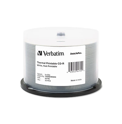 Verbatim 94755 700 Mb/80 min 52x Spindle Cd-r DataLifePlus Printable Recordable Disc (50/Pack