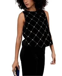 Lily and Lionel London Women's Chiva Beaded Velvet Top