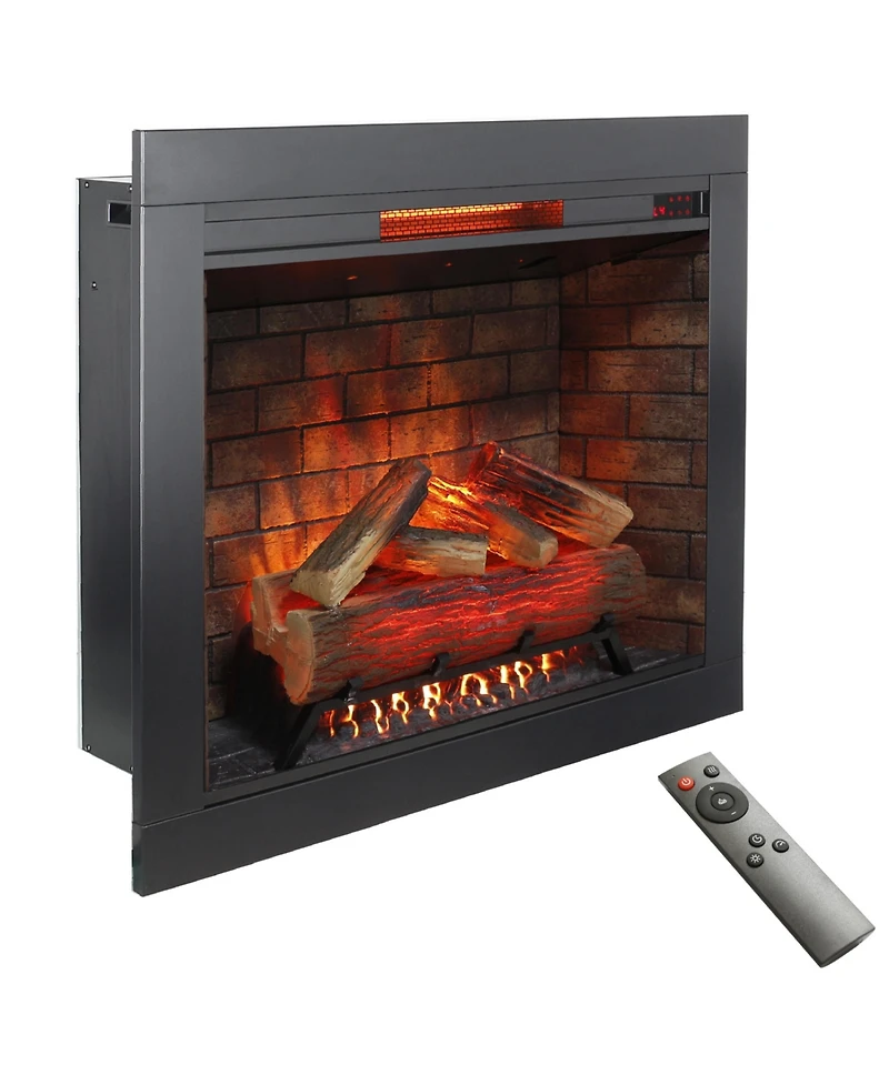 Flynama 33 inch Infrared Electric Fireplace with Removable Trim kit Insert, Touch Panel Home Decor Heater, Smokeless Firebox With Fire Crackling Sound