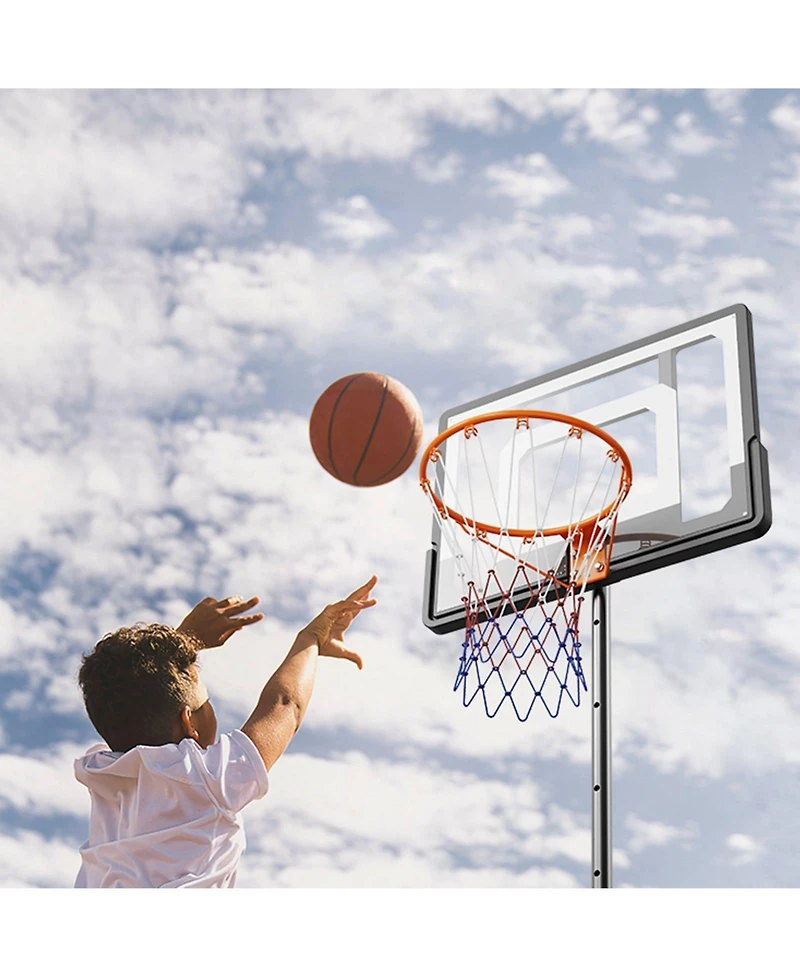 Mecale 32-Inch Adjustable Basketball Hoop, 5–7 ft Portable Backboard System with Wheels and Fillable Base