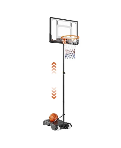 Mecale 32-Inch Adjustable Basketball Hoop, 5–7 ft Portable Backboard System with Wheels and Fillable Base