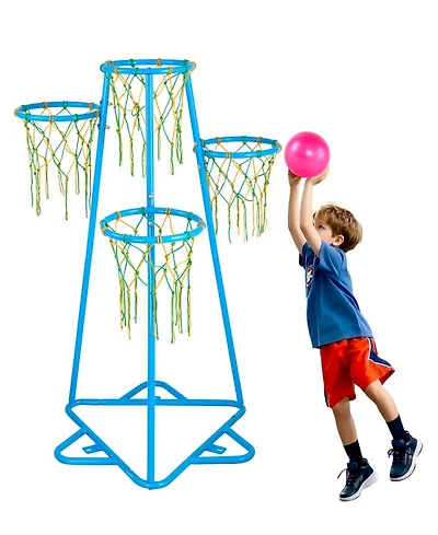 Mecale Kids Basketball Hoop, Adjustable Multi-Hoop Basketball Stand with 3 Balls for Indoor and Outdoor Play