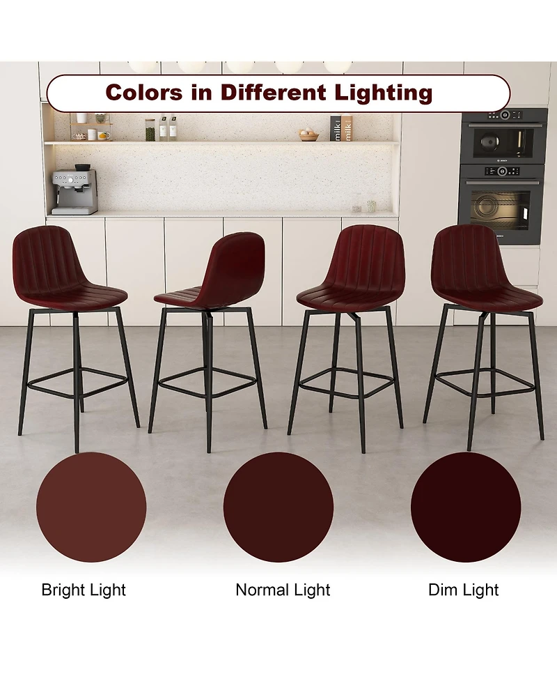 Boyel Living Set of 2 Modern Pu Leather Bar Stools with Swivel Base