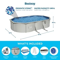 Bestway Hydrium 20 x 12 x 48" Steel Wall Oval Above Ground Swimming Pool Set