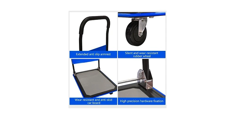 Foldable Platform Push Hand Truck Cart, 880 lbs. Weight Capacity