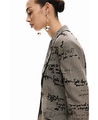 Desigual Women's Blazer with lettering and checks