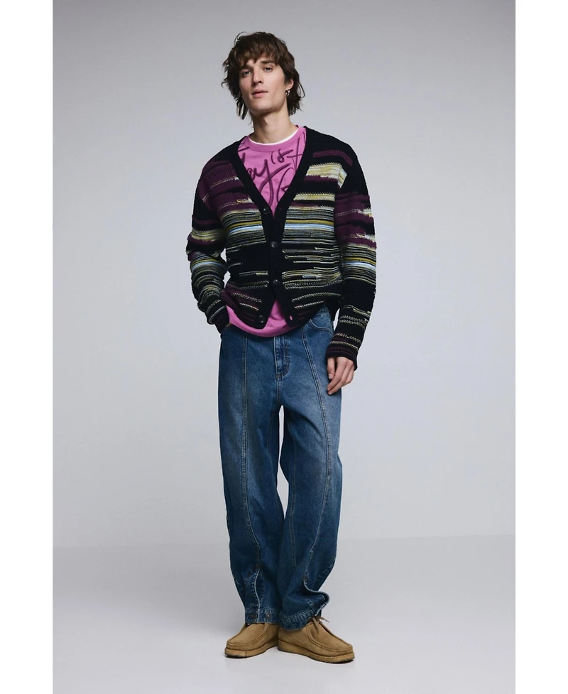 Desigual Men's Striped cardigan sweater