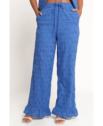 Petal and Pup Women's Katya Embroidered Pants - Cobalt