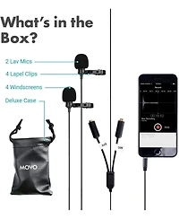 Movo Executive Lavalier Clip-on Interview Microphone with Secondary Mic & Headphone Monitoring Input for Smartphones/Tablets