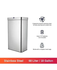 Mega Casa 18 Gallon Stainless Steel Rectangular Motion Sensor Trash Can for Kitchen