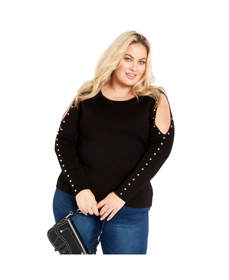 Avenue Women's Cold Shoulder Full Length Sleeves Sweater