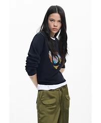Desigual Women's Sweatshirt with heart embroidery