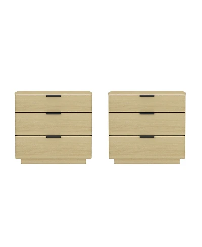 Manhattan Comfort Payton 3-Drawer Wood Nightstand, Set of 2