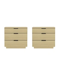 Manhattan Comfort Payton 3-Drawer Wood Nightstand, Set of 2