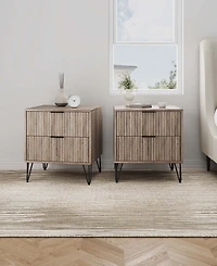 Manhattan Comfort Dumbo Fluted 2-Drawer Wood Nightstand, Set of 2