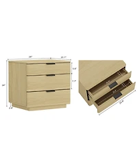 Manhattan Comfort Payton 3-Drawer Wood Nightstand, Set of 2