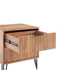 Manhattan Comfort Dumbo Fluted 2-Drawer Wood Nightstand, Set of 2