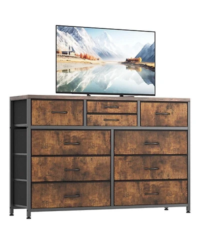 gaomon 10-Drawer Modern Fabric Dresser for Bedroom, Large Storage Chest, 45" Tv Stand, Living Room, Hallway Organizer