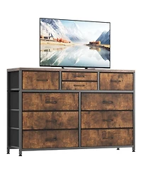 gaomon 10-Drawer Modern Fabric Dresser for Bedroom, Large Storage Chest, 45" Tv Stand, Living Room, Hallway Organizer