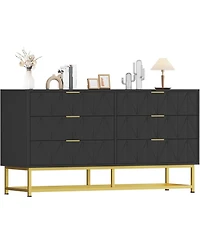 gaomon 6-Drawer Black Engineered Wood Dresser, Rust-Resistant Finish, Sturdy Metal Frame, Bedroom Storage