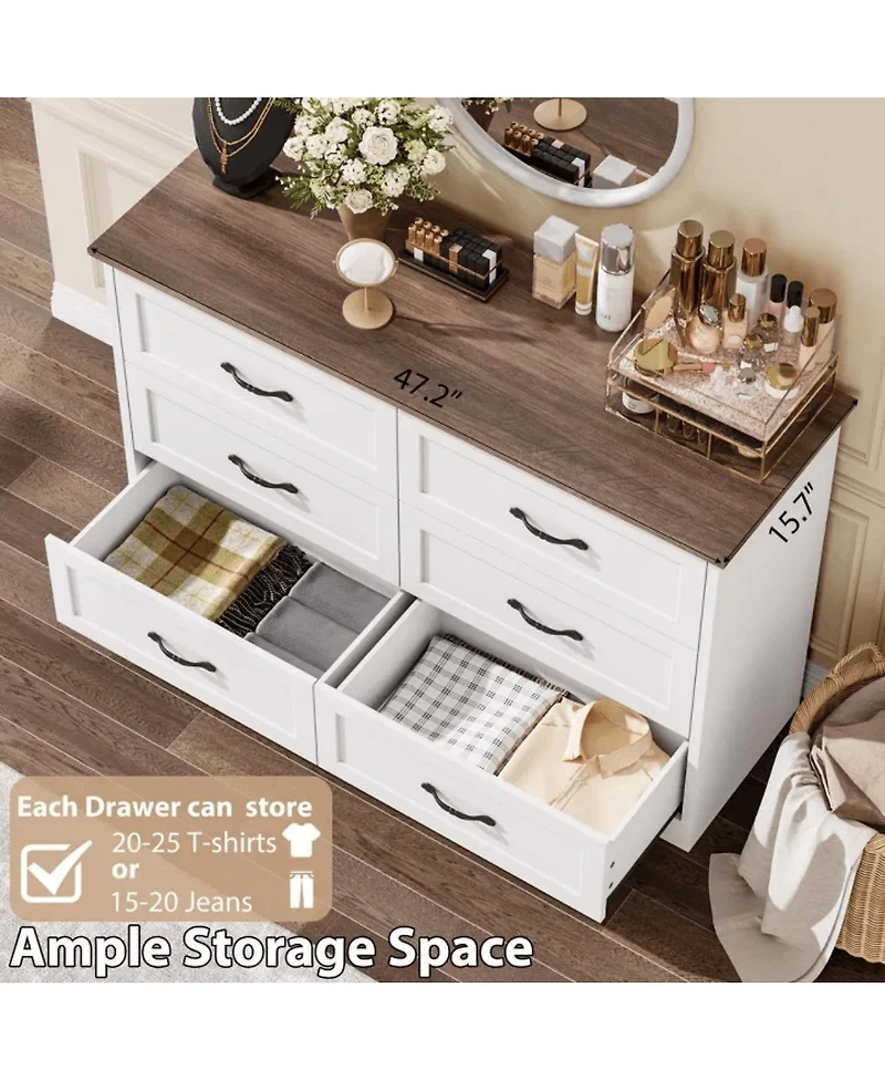 gaomon 6-Drawer Modern Dresser with Wide Metal Handle, Closet Organizer Storage Chest, Clothes Cabinet for Bedroom, Living Room, Gray