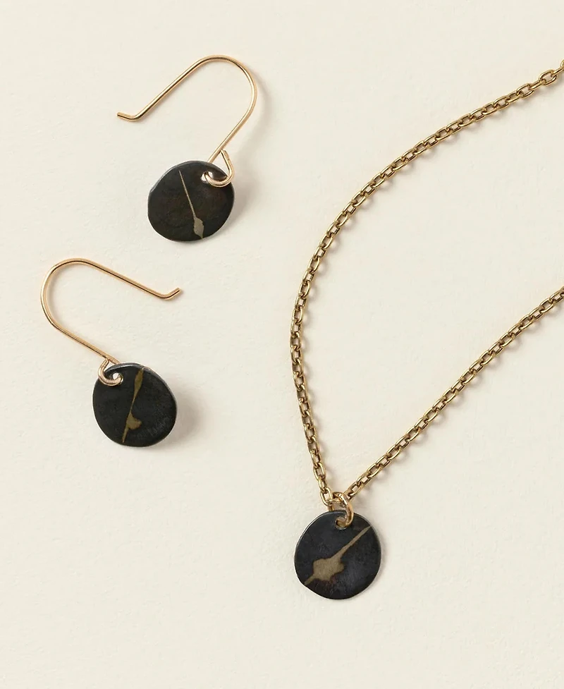 Uncommon Goods Emilie Shapiro Kintsugi Sterling Silver 14k Gold Pendant Necklace