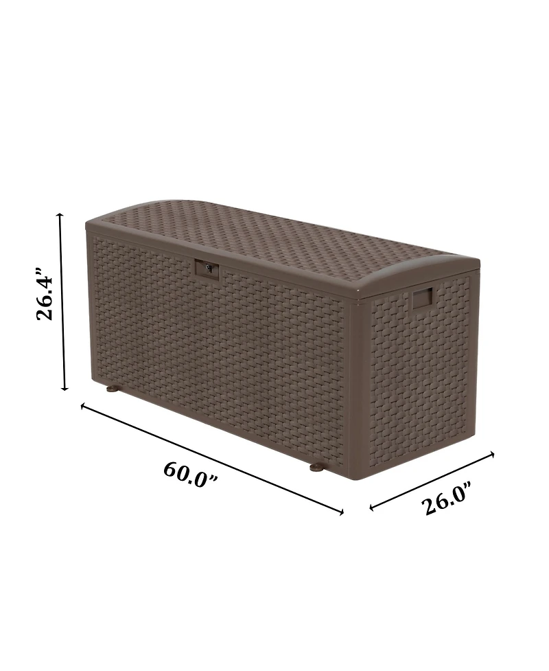 Decksplore Massive 150 Gallon Outdoor Storage Box Waterproof Lockable Resin Deck Box for Patio Pool and Garden