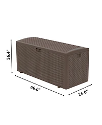 Decksplore Massive 150 Gallon Outdoor Storage Box Waterproof Lockable Resin Deck Box for Patio Pool and Garden