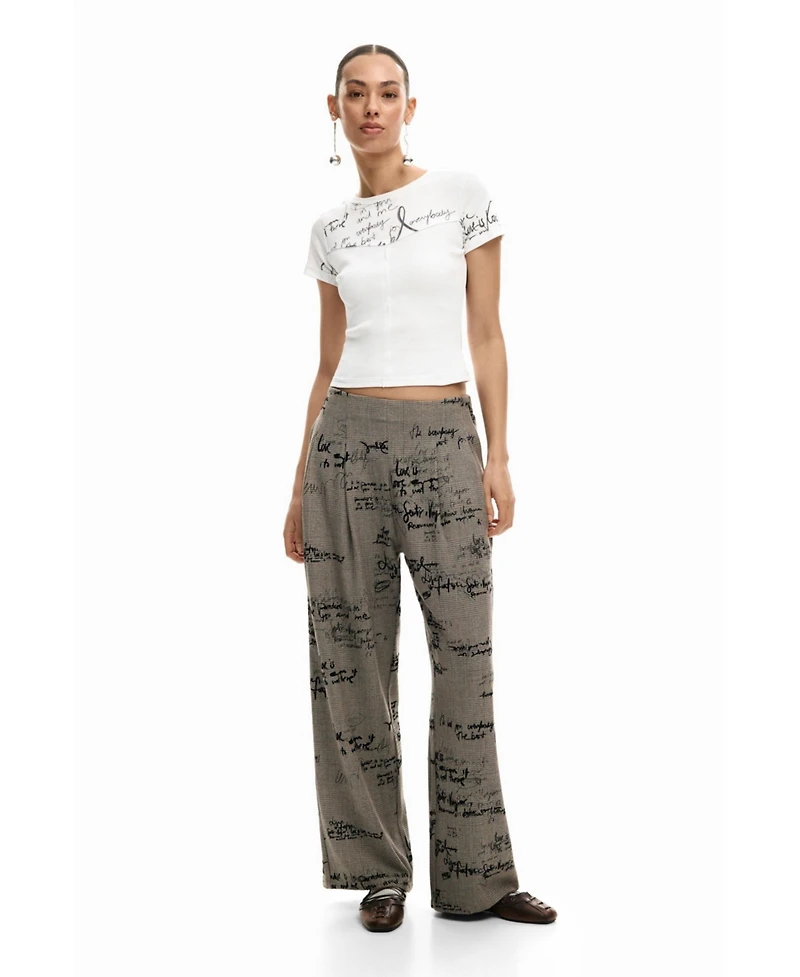 Desigual Women's Plaid lettering trousers