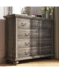 Gaomon Rustic Grey 9-Drawer Bedroom Dresser, 37.8" Tall Wood Chest with Wide Drawers & Carved Metal Handles, Sturdy Organizer for Living Room Hal