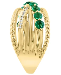 Effy Collection Emerald (7/8 ct. t.w.) And Diamond (1/20 ct. t.w.) Ring in 14k Yellow Gold
