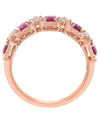 Effy Collection White Sapphire (1-1/20 ct. t.w.), Ruby (7/8 ct. t.w.) And Diamond (1/4 ct. t.w.) Ring in 14k Rose Gold
