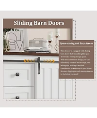 gaomon 5 Drawer Farmhouse Wooden Dresser, Sliding Barn Door, Adjustable Shelf, Tall Storage Cabinet for Bedroom, Living Room