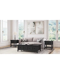 Furniture Hedworth Wood Rectangle Coffee Table with 2 Square End Tables Set