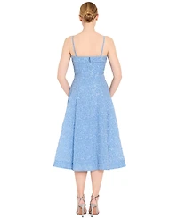 Tahari Asl Women's Zipper Floral Embroidered Midi Dress