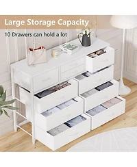 gaomon 10-Drawer Modern Fabric Dresser for Bedroom, Large Storage Chest, 45" Tv Stand, Living Room, Hallway Organizer