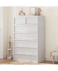 gaomon 7-Drawer Modern Tall Wooden Dresser, 46" Large Storage Chest Organizer for Bedroom, Living Room, Nursery, White