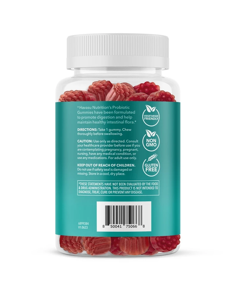 Havasu Nutrition Probiotic Gummies, Supports Digestion and Gut Health, Strawberry Raspberry Flavor, 60ct