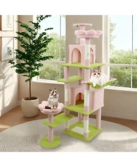 Aostirmotor 71'' Cat Tree with large condo removable flower cushion